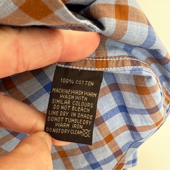 Rodd & Gunn Men’s long Sleeve Button Up Shirt Fall Brown & Blue Plaid Size Large - Picture 4 of 8